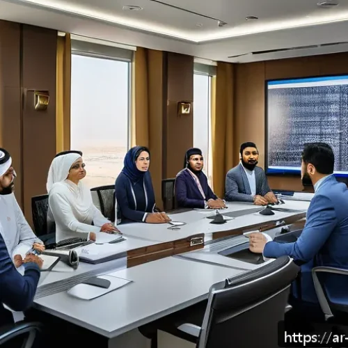 위험관리 실무자 대상의 컨설팅 사례 - A modern corporate office setting in Riyadh, Saudi Arabia, with a diverse team of Arabic professiona...
