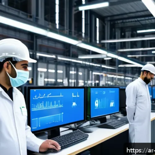 위험관리와 관련된 산업별 주요 이슈 - A modern industrial factory interior in the Middle East, showcasing flexible production lines with a...